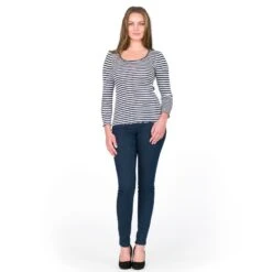 Seide-Baumwolle Langarm-Shirt ARONA Schwarz Oder Blau Von Gattina -Meer Bekleidung seide ringel top arona marine blau 81203 gattina 2 1