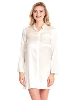 Seide Sleepshirt SEDUZIONE DI SETA Satin Von Gattina -Meer Bekleidung seide sleepshirt seduzione di seta 381453 weiss gattina 2 1
