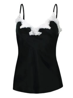 100% Seidentop SATIN + LACE Kurz Von Eva B. Bitzer -Meer Bekleidung seide spitze top 29314413 schwarz weiss eva b bitzer 2