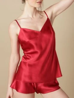 Seidentop 100% Seide ODON Elegant Von Marjolaine -Meer Bekleidung seide top odon rot soie unie marjolaine 9 1