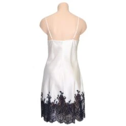 100% Seide Negligé CAPRICE Mittellang Von Marjolaine -Meer Bekleidung seidenneglige caprice cap0104 naturel tintenblau marjolaine rueck 8