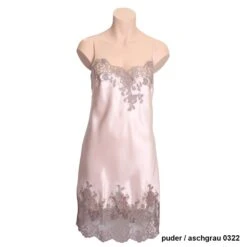 100% Seide Negligé CAPRICE Mittellang Von Marjolaine -Meer Bekleidung seidenneglige caprice cap0104 puder asche 0322 marjolaine 1