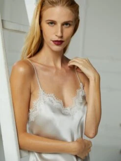 100% Seide Neglige SUSANNE Von Vivis -Meer Bekleidung seidenneglige kurz silber susanne vivis 6