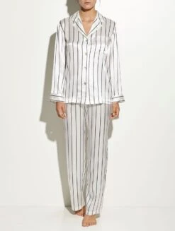 Seide Schlafanzug STREIFEN Von Luna Di Seta -Meer Bekleidung seidenpyjama l6j7544 streifen luna di seta 2