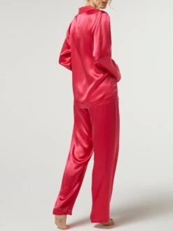 100% Seide Schlafanzug LAILA Uni Von Vivis -Meer Bekleidung seidenpyjama laila v00009 berry vivis 3 6