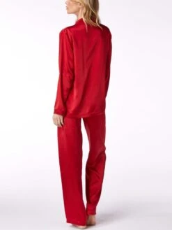 100% Seide Schlafanzug LAILA Uni Von Vivis -Meer Bekleidung seidenpyjama laila v00009 rot vivis 3 6