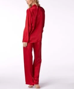 100% Seide Schlafanzug LAILA Uni Von Vivis -Meer Bekleidung seidenpyjama laila v00009 rot vivis 4 6