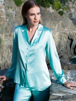 Seide Pyjama 2-tlg. SETA No. 9 Von Chiara Fiorini -Meer Bekleidung seidenpyjama turchese gc180 chiara fiorini