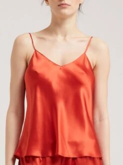 Seidentop CARLA 100% Seide Uni Von Vivis -Meer Bekleidung seidentop carla v0001 paprika vivis 5 1