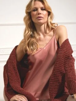 Seidentop CARLA 100% Seide Uni Von Vivis -Meer Bekleidung seidentop carla v0001 tea rose vivis 5 1