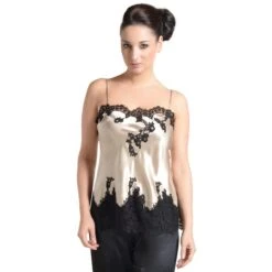 100% Seide Longtop JARDIN Von Marjolaine -Meer Bekleidung seidentop jardin beige schwarz marjolaine 1 1 1