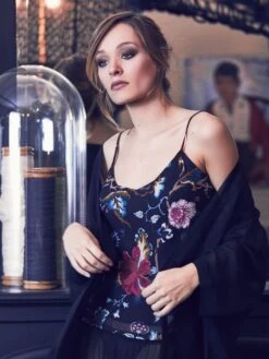 Seidentop 100% Seide FIDJI MOUSSELIN Uni Marjolaine -Meer Bekleidung seidentop mousselin 2fid4001 blumendruck marjolaine 2