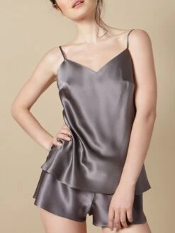 Seidentop 100% Seide ODON Elegant Von Marjolaine -Meer Bekleidung seidentop odon dunkelgrau marjolaine 1 3 1 1