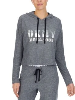 Kurz-Hoodie THE WARM UP Von DKNY Sleepwear -Meer Bekleidung shirt 07 yi2022401 036 dark grey 0112 dkny 1