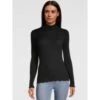 Merinowolle-Seide Mockneck Shirt Gerippt Basic Von Oscalito -Meer Bekleidung shirt langarm mockneck basic ripp schwarz 3429 oscalito 6
