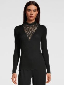 Merinowolle-Seide Stehkragen Shirt Gerippt Schwarz Von Oscalito 9 Merinowolle-Seide Stehkragen Shirt Gerippt Schwarz Von Oscalito -Meer Bekleidung shirt langarm turtleneck tuellkragen schwarz 6668 oscalito