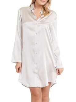 Seide Sleepshirt SEDUZIONE DI SETA Kurz Von Gattina -Meer Bekleidung sleepshirt seide 381453 silber gattina 1 1 1
