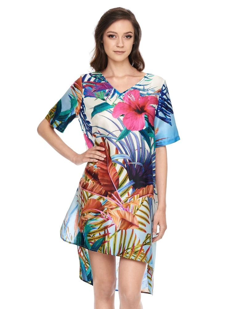 Seide-Baumwolle Sleepshirt LIV Weiß Bunt Von Gattina 5 Seide-Baumwolle Sleepshirt LIV Weiß Bunt Von Gattina – Bild 3