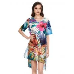 Seide-Baumwolle Sleepshirt LIV Weiß Bunt Von Gattina