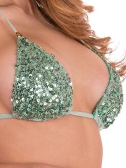 Triangel-Bikini PAILLETTES Minzgrün Von Pin-Up Stars -Meer Bekleidung slip bikini pb030sg gruen pailletten pin up stars 4