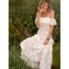 Baumwolle Lochspitze Sommerkleid GLADYS Von Marjolaine -Meer Bekleidung sommerkleid baumwolle loch spitze gladys 7gla3002 naturweiss marjolaine
