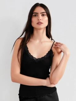 70% Seide 30% Baumwolle Träger-Top RIPP Von Eva B. Bitzer -Meer Bekleidung spaghetti top schwarz 27338213 jersey rip eva b bitzer 1 1