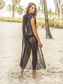 Strandkaftan GLAM GODESS BLACK ROBE Von Eniqua -Meer Bekleidung strand robe schwarz glam glitter godess 318054 eniqua 2 1