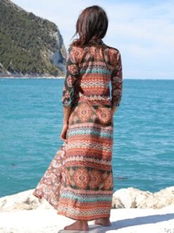 Seidenbatist Strandkleid BERENICE VERDE Schwarz-bunt Von Laetitia Beachwear -Meer Bekleidung strandkaftan seidenbatist verde b145 laetitia beachwear 2