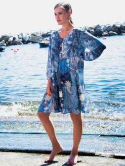 Viscose Tunika AVIO Blau-weiß Von Chiara Fiorini -Meer Bekleidung strandkleid blau cf1602 chiara fiorini