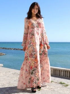 Seidenbatist Strandkleid FANTASIA ROSA Von Laetitia Beachwear -Meer Bekleidung strandkleid seidenbatist rosa g142 laetitia beachwear