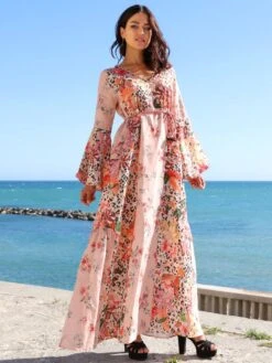 Seidenbatist Strandkleid FANTASIA ROSA Von Laetitia Beachwear -Meer Bekleidung strandkleid seidenbatist rosa g142 laetitia beachwear 3