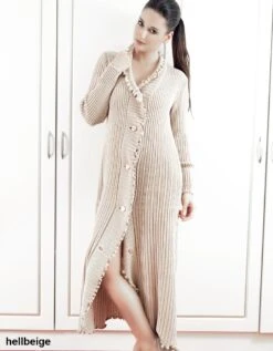 Morgenmantel FILU LANG Merino-Strick Von Paolucci 11 Morgenmantel FILU LANG Merino-Strick Von Paolucci -Meer Bekleidung strickmantel filu lang hellbeige paolucci 1 1