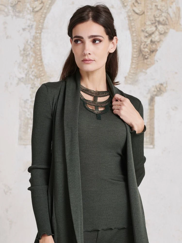 Merinowolle-Seide Trägertop Mit Glitzer Gerippt Von Oscalito 4 Merinowolle-Seide Trägertop Mit Glitzer Gerippt Von Oscalito – Bild 2