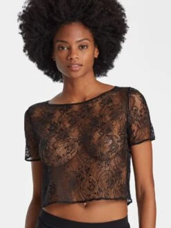 Spitzentop LAZY DAYS Mit Kurzen Ärmeln Von Aubade -Meer Bekleidung top schwarz rl48 lazy days aubade 6