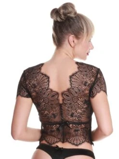 Spitze Kurzarm Top Von Prelude Milano -Meer Bekleidung top spitze schwarz yl277 prelude milano 2 2 1