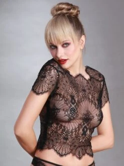 Spitze Kurzarm Top Von Prelude Milano -Meer Bekleidung top spitze schwarz yl277 prelude milano 2 1