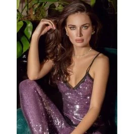 Pailletten Top STELLA TOP Lila Von Room 24 3 Pailletten Top STELLA TOP Lila Von Room 24