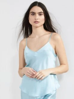 100% Seide Trägertop KLASSIK SATIN Mit Druck Oder Uni Von Eva B. Bitzer 33 100% Seide Trägertop KLASSIK SATIN Mit Druck Oder Uni Von Eva B. Bitzer -Meer Bekleidung traegertop seide crystal blue 27318213 klassik satin eva b bitzer 2 9 1