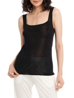 Trägertop Aus 100% Wirkseide PURE Von Gattina -Meer Bekleidung traegertop wirkseide 387086 schwarz gattina