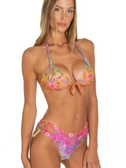 Bügel-Bikini RAINBOW FLOWERS Pink-bunt Von Pin-Up Stars -Meer Bekleidung triangel bikini lila pb051m c099 pin up stars 2