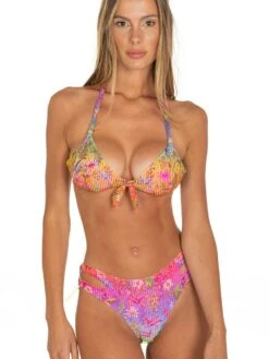 Bügel-Bikini RAINBOW FLOWERS Pink-bunt Von Pin-Up Stars -Meer Bekleidung triangel bikini lila pb051m c099 pin up stars