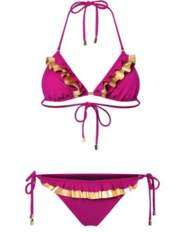 Triangel Bikini GOLDEN SUNSET WAVES Von Eniqua -Meer Bekleidung triangel bikini pink golden sunset wave 3201701 eniqua 1