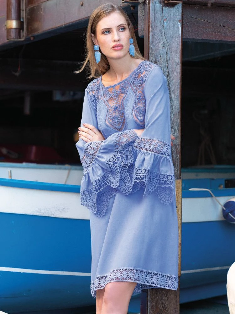 Tunika Sommerkleid Mit Stickerei PERVINCA Blaulila Von Chiara Fiorini 4 Tunika Sommerkleid Mit Stickerei PERVINCA Blaulila Von Chiara Fiorini – Bild 2