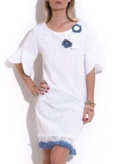 Sommerkleid Mit Lochstickerei FIORI Von Chiara Fiorini 7 Sommerkleid Mit Lochstickerei FIORI Von Chiara Fiorini -Meer Bekleidung tunika cf9815 weiss blau chiara fiorini