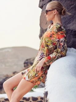 Viscose Tunika ZEBRA IN PARADISE Apricot Grün Von Fürstenberg -Meer Bekleidung tunika pfirsich bunt 243 31605 fuerstenberg