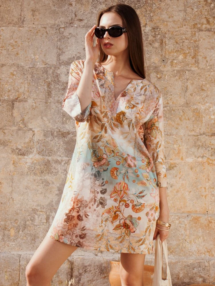 Strandtunika LIDO Apricot-türkis Von Eva B. Bitzer 4 Strandtunika LIDO Apricot-türkis Von Eva B. Bitzer – Bild 2