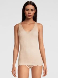 Merinowolle-Seide Unterhemd Gerippt Von Oscalito -Meer Bekleidung unterhemd camisole macrame spitze haut 6739 oscalito