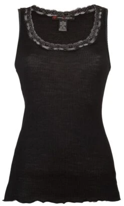 Merinowolle-Seide UNTERHEMD Gerippt Mit Spitze Von Artimaglia -Meer Bekleidung unterhemd wolle seide 30202 sl schwarz artimaglia 2