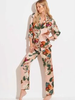 Viscose Pyjama FLOWERS Rosa-grün Von Chiara Fiorini -Meer Bekleidung viscose pyjama blumenmuster rosa gruen g0427 chiara fiorini 2