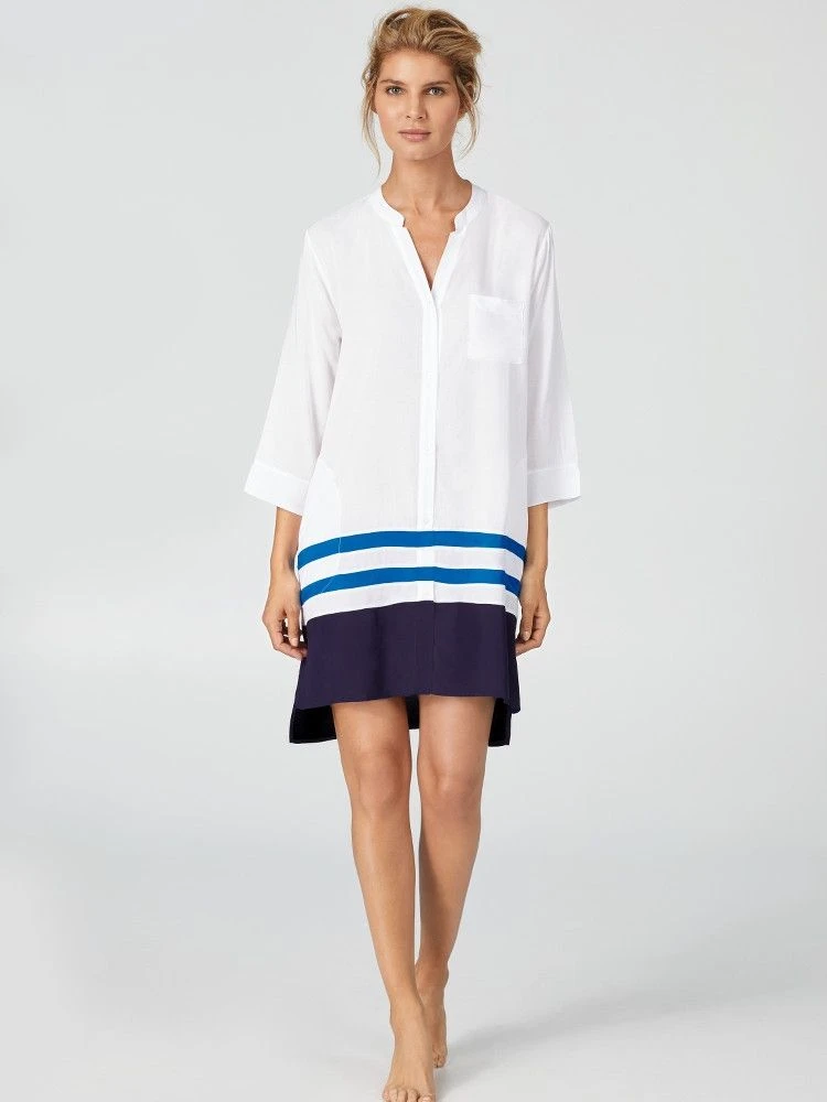 Viscose Sleepshirt ESCAPE Weiß-blau Von Donna Karan Sleepwear 4 Viscose Sleepshirt ESCAPE Weiß-blau Von Donna Karan Sleepwear – Bild 2